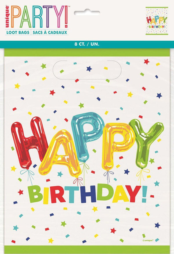 8pk Happy Balloon Birthday Loot Bags - Everything Party