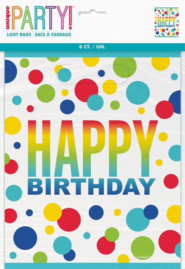 8pk Rainbow Spots Birthday Loot Bags - Everything Party