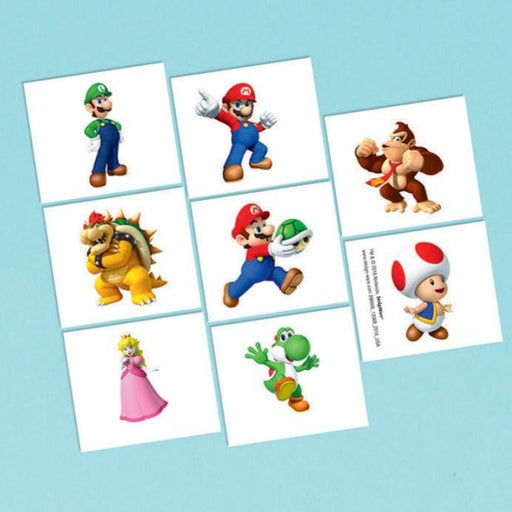 8pk Super Mario Brothers Temporary Tattoos - Everything Party