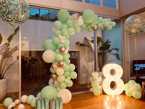 8th Birthday Balloon Garland with 1m LED Number Lights - Everything Party