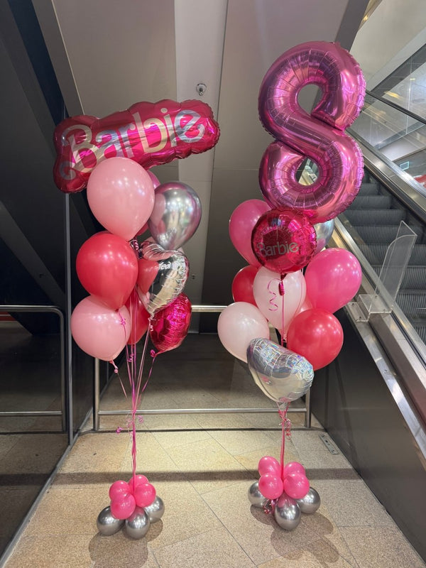 8th Birthday Barbie Theme Number Shape Foil Helium Balloon Bouquet - Everything Party