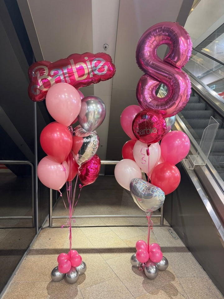 8th Birthday Barbie Theme Number Shape Foil Helium Balloon Bouquet - Everything Party
