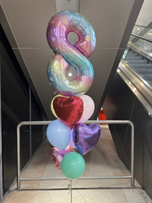 8th Birthday Number Shape Foil Helium Balloon Bouquet - Everything Party