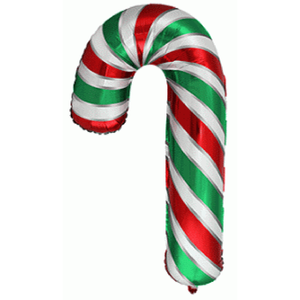 98cm Foil Shape Red & Green Candy Cane Balloon