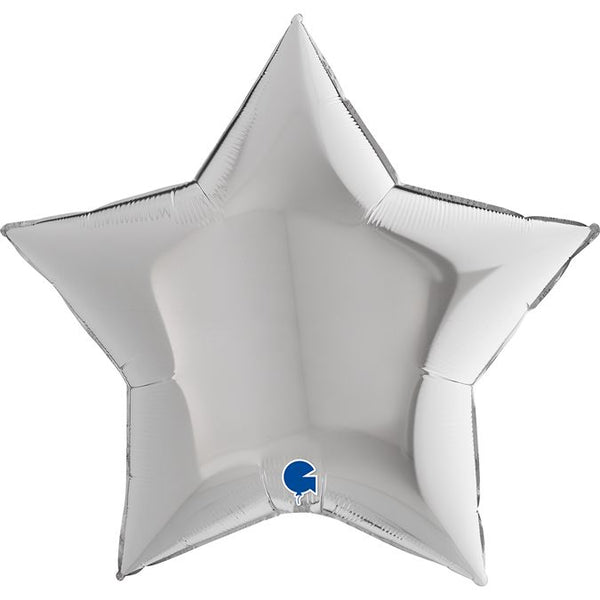 91cm Grabo Jumbo Silver Star Shape Foil Balloon - Everything Party