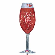 97cm Anagram Elegant Champagne Glass “I Love You” Foil Balloon - Everything Party