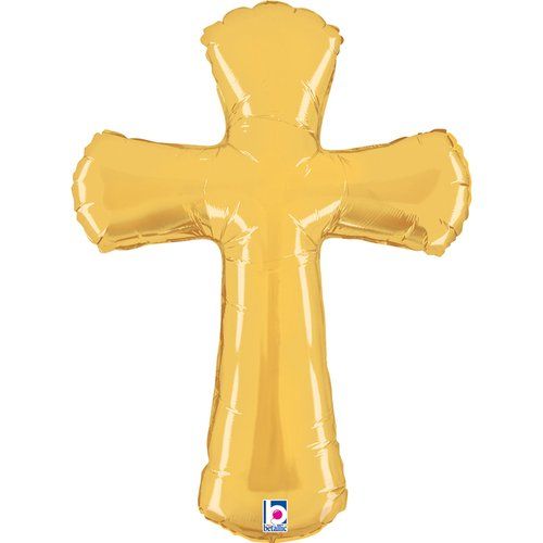 99cm Betallic Jumbo Gold Cross Shape Foil Balloon - Everything Party