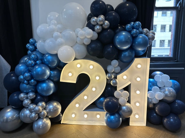 21st Birthday Balloon Garland with 1m LED Number Lights