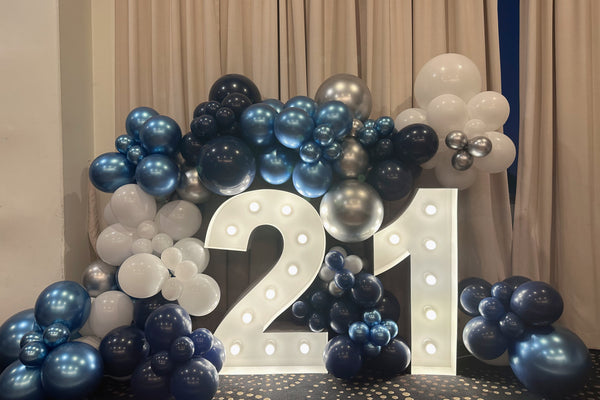 21st Birthday Balloon Garland with 1m LED Number Lights