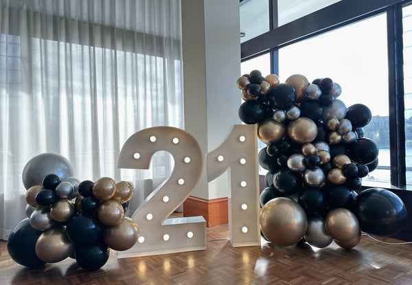 21st Birthday Balloon Garland with 1m LED Number Lights