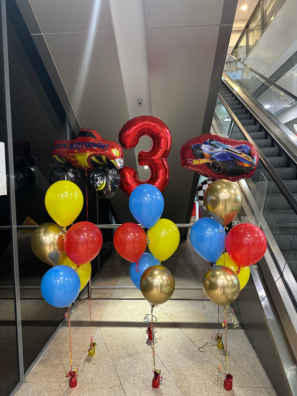 3rd Birthday Monster Truck Theme Foil Helium Balloon Bouquet