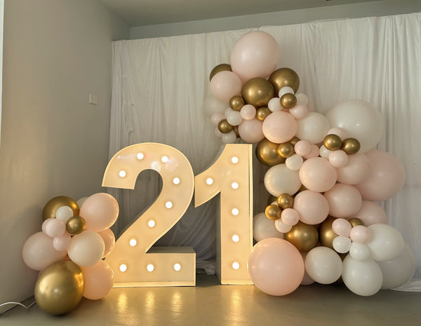 21st Birthday Balloon Garland with 1m LED Number Lights