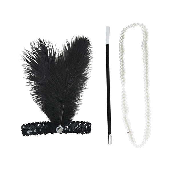 1920's Instant Flapper Dress Up Accessories set - Black