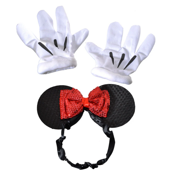 3pcs Minnie Mouse Headband and Gloves Dress Up set