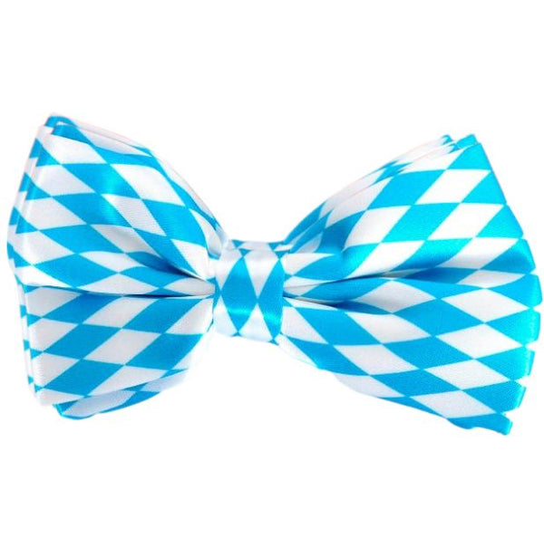 Oktoberfest Bavarian Bow Tie – Blue & White Diamond Pattern