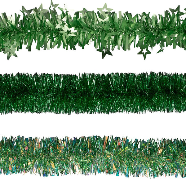 3pk Assorted Christmas 2m Tinsel - Mint Green