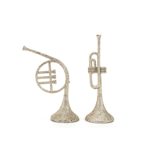 15cm Trombone Ornament – Champagne Glitter Finish