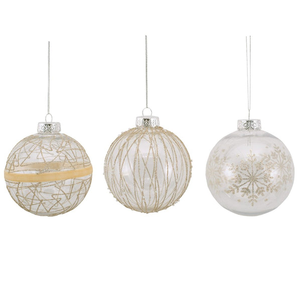 10cm Clear Bauble with Champagne Glitter Details Christmas Tree Ornaments (Copy)