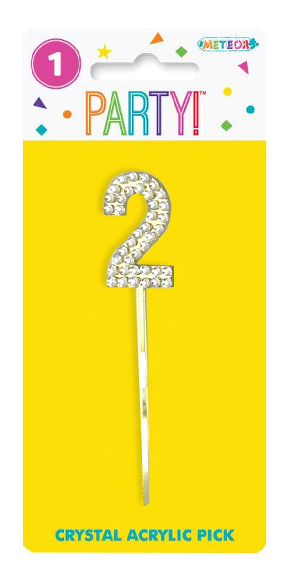 Acrylic Crystal Number Pick Cake Topper - Number 2 - Everything Party