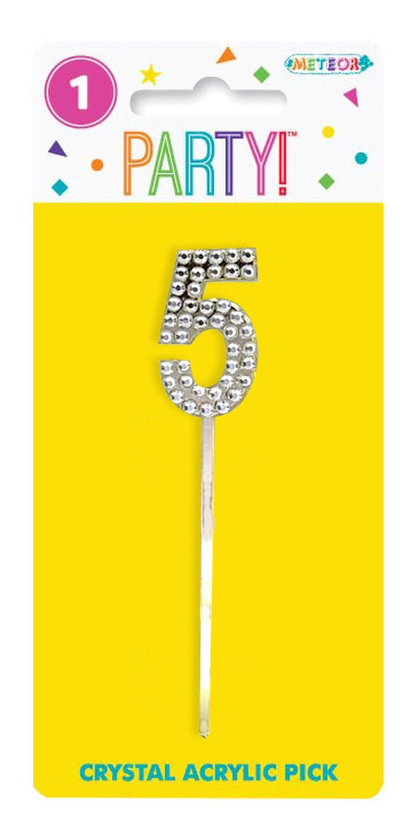 Acrylic Crystal Number Pick Cake Topper - Number 5 - Everything Party