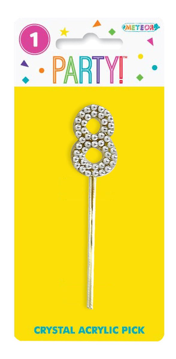 Acrylic Crystal Number Pick Cake Topper - Number 8 - Everything Party