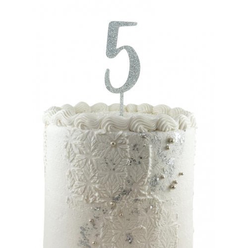 Acrylic Silver Glitter Number Cake Topper - Everything Party