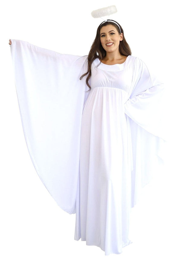Adult Angel Costume with Halo – Women’s White Dress Outfit - Everything Party