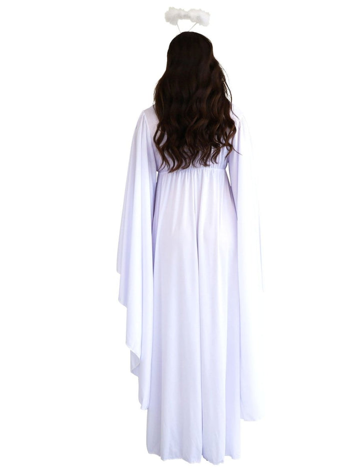 Adult Angel Costume with Halo – Women’s White Dress Outfit - Everything Party