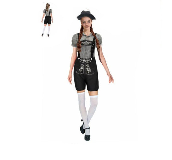 Adult Black Checkered Beer Girl Oktoberfest Costume – Bavarian Outfit - Everything Party