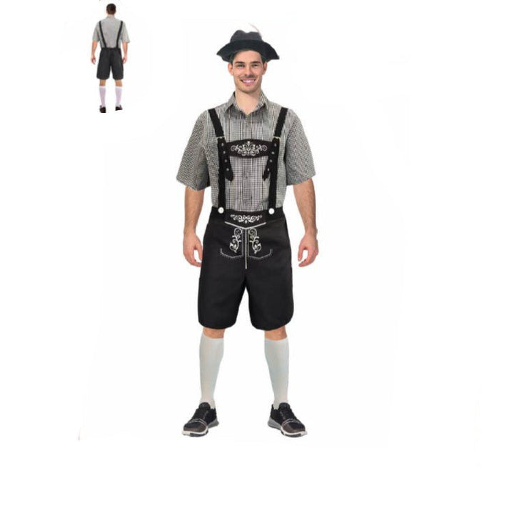 Adult Black Checkered Beer Man Costume – Bavarian Oktoberfest Outfit - Everything Party