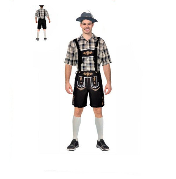 Adult Checkered Beer Man Oktoberfest Costume – Bavarian Lederhosen Outfit - Everything Party