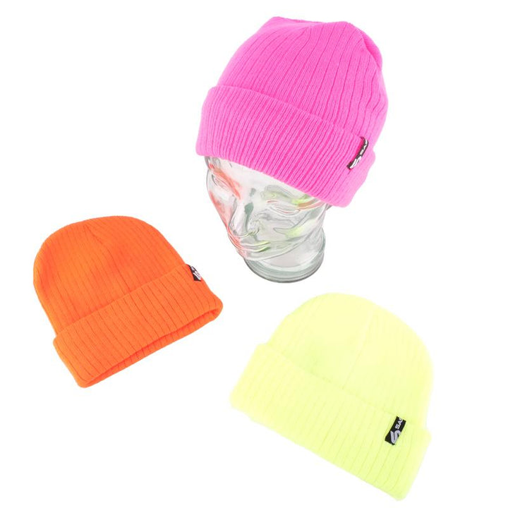 Adult Fluro Beanie Heat Control Thermal Lined Workwear Rolled Cuff Hi-Vis - Everything Party