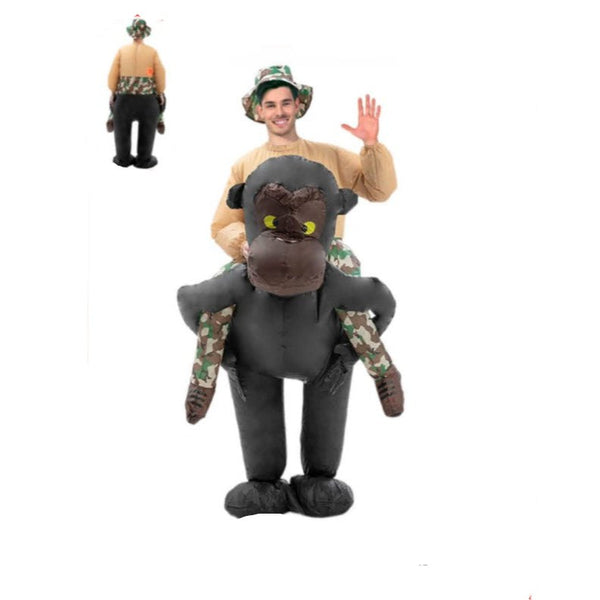 Adult Inflatable Gorilla Rider Costume – Jungle Explorer Outfit - Everything Party
