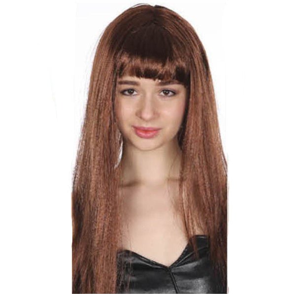 Adult Long Wig with Fringe - Brown - Everything Party