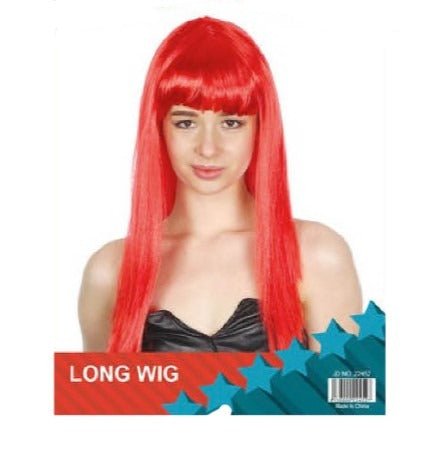 Adult Long Wig with Fringe - Red - Everything Party