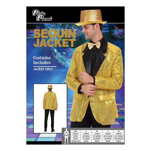 Adult Men's Gold Sequin Jacket Disco Costume - Everything Party