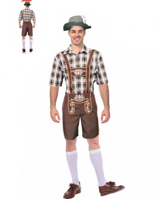 Adult Oktoberfest Brown Lederhosen Bavarian Beer Man Costume - Everything Party