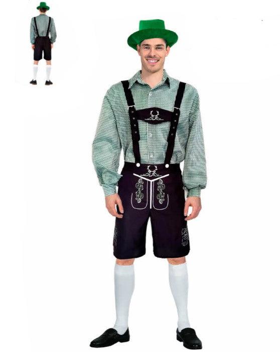 Adult Oktoberfest Green Lederhosen Bavarian Beer Man Costume - Everything Party