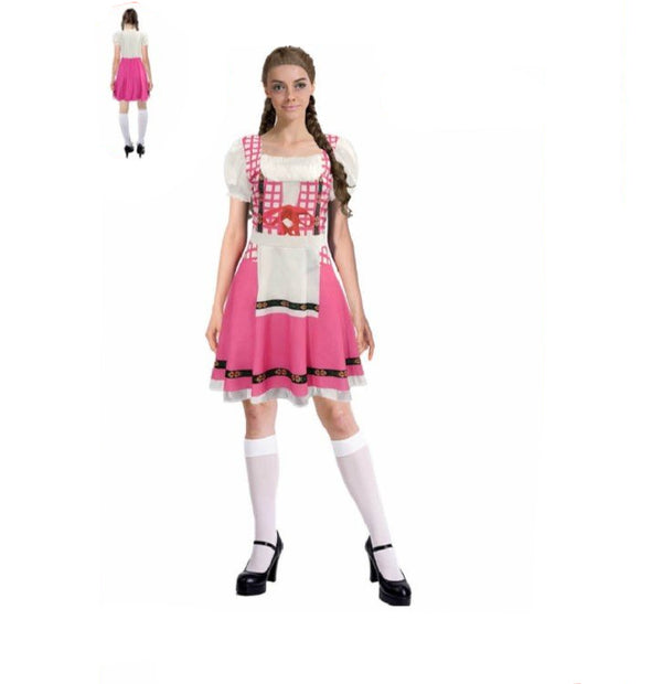 Adult Pink Checkered Beer Girl Dress – Oktoberfest Costume - Everything Party