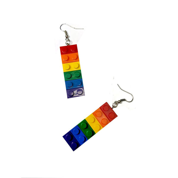 Adult Rainbow Lego Brick Earrings - Everything Party