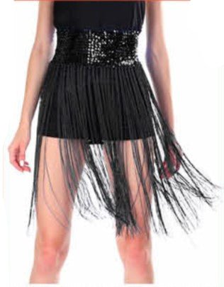 Adult Sequin Belt with Fringe - Black - Everything Party