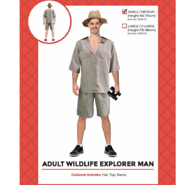 Adult Wildlife Explorer Safari Costume – Safari Hat, Top & Shorts - Everything Party