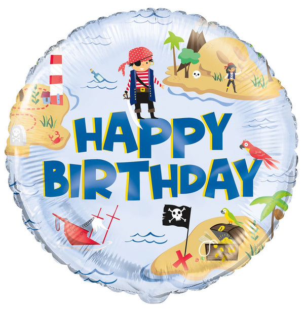 Ahoy Pirate Birthday Print Foil Balloon 45cm - Everything Party