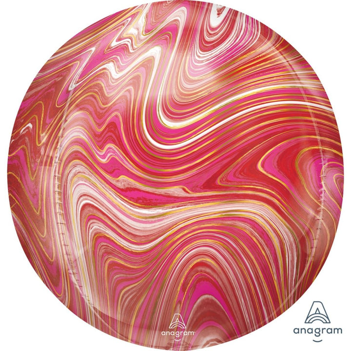 Anagram 40cm Marblez Orbz Balloon - Red & Pink - Everything Party