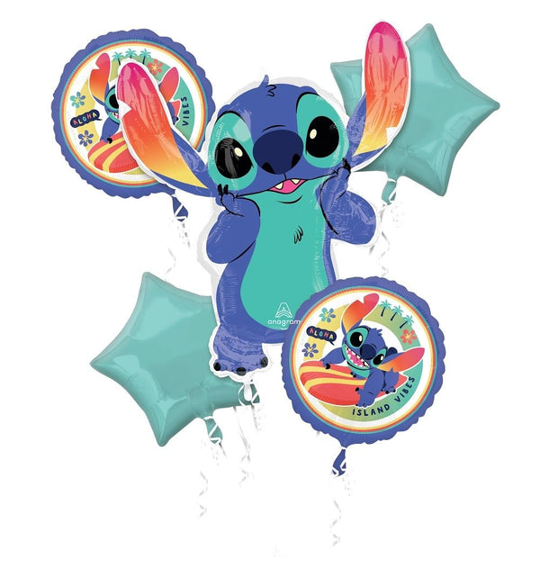 Anagram 5pcs Stitch Foil Balloon Bouquet – Aloha Island Vibe - Everything Party