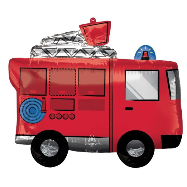 Anagram 66cm Fire Truck Supershape Foil Balloon - Everything Party