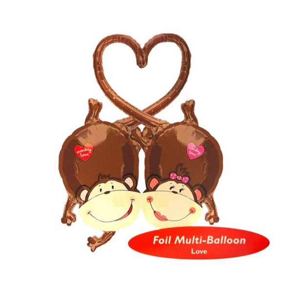 Anagram 97cm Cute Monkey Love Foil Multi - Balloon - Everything Party