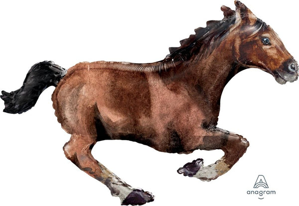 Anagram Galloping Brown Horse Shape Foil Balloon 101cm - Everything Party