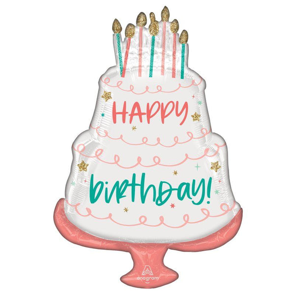 Anagram “Happy Cake Day” Birthday Cake Foil Balloon – 71cm x 53cm - Everything Party