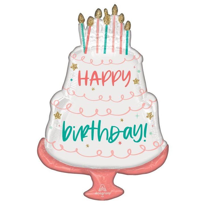 Anagram “Happy Cake Day” Birthday Cake Foil Balloon – 71cm x 53cm - Everything Party